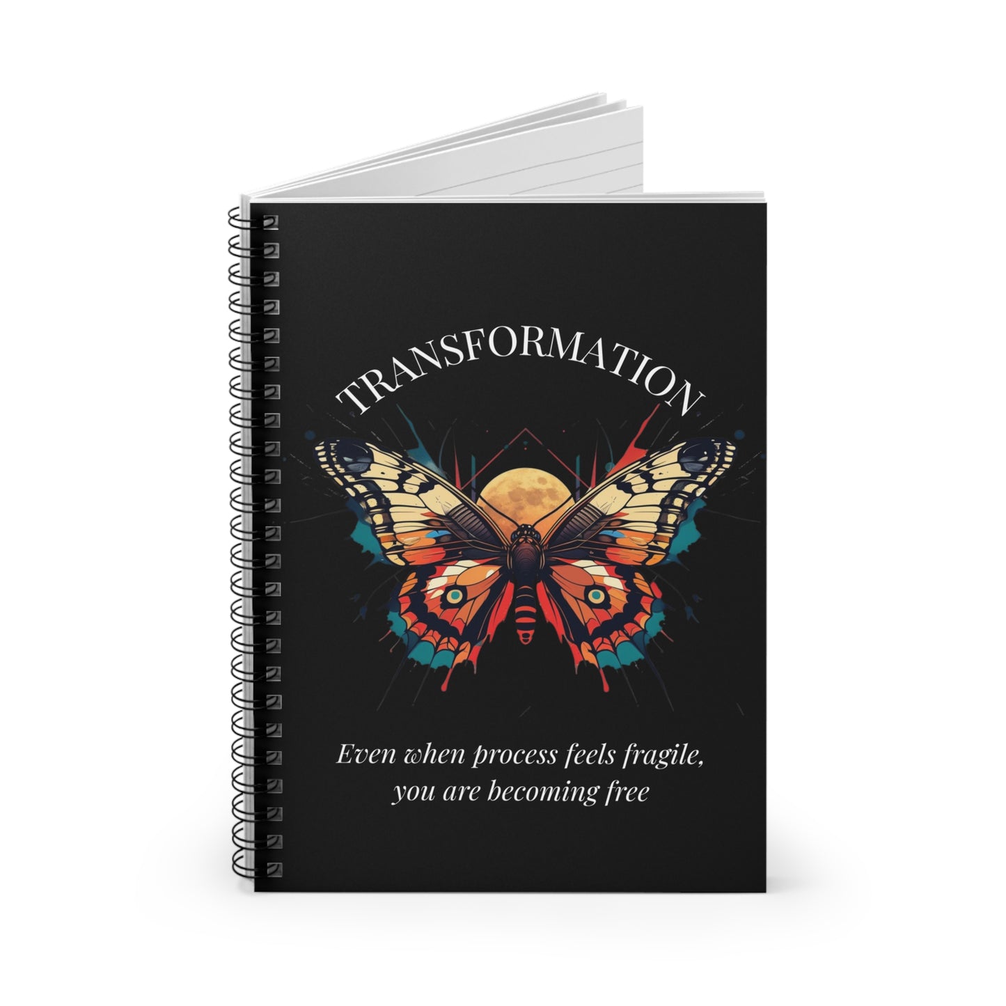 Transformation Butterfly Spiral Notebook — Motivational Ruled Journal