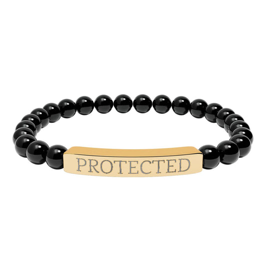 Protected Intention Bracelet Natural Onyx Stretch Bar