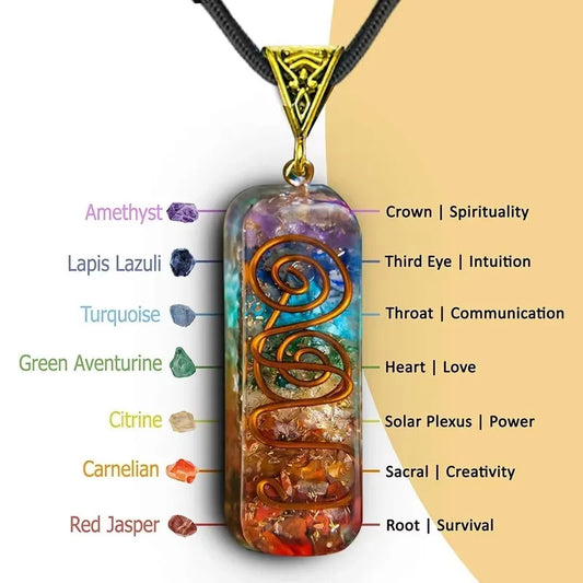 Meditation Healing 7 Chakra Natural Stone Pendant Necklace – Unisex