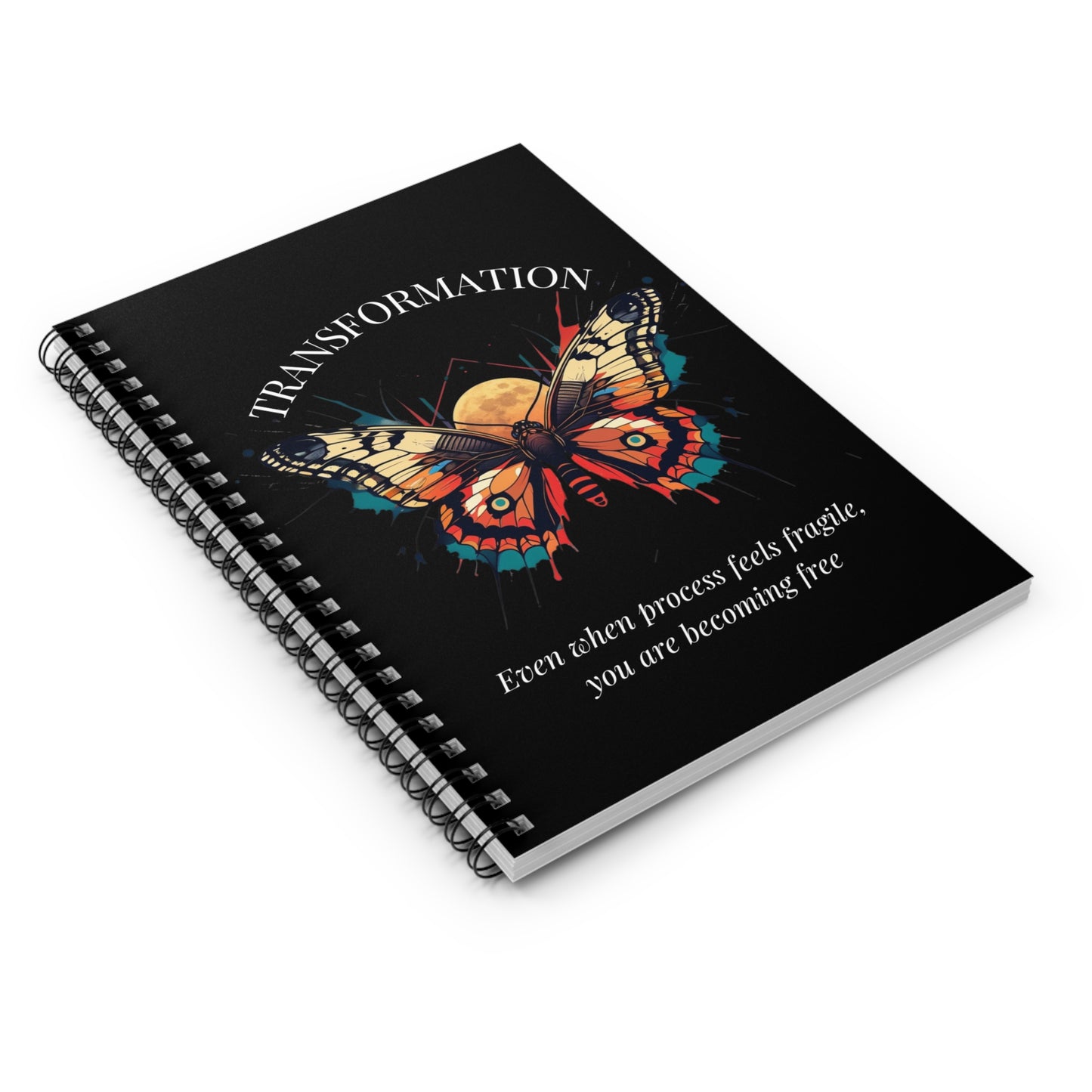 Transformation Butterfly Spiral Notebook — Motivational Ruled Journal