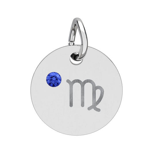 Virgo Sapphire Birthstone Zodiac Charm Necklace Pendant Astrology Jewelry
