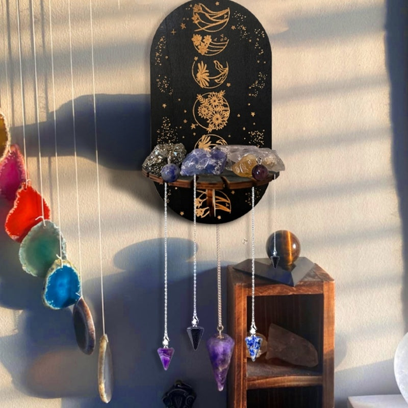 Wooden Black Crystal Display Stand for Pendulums & Healing Stones