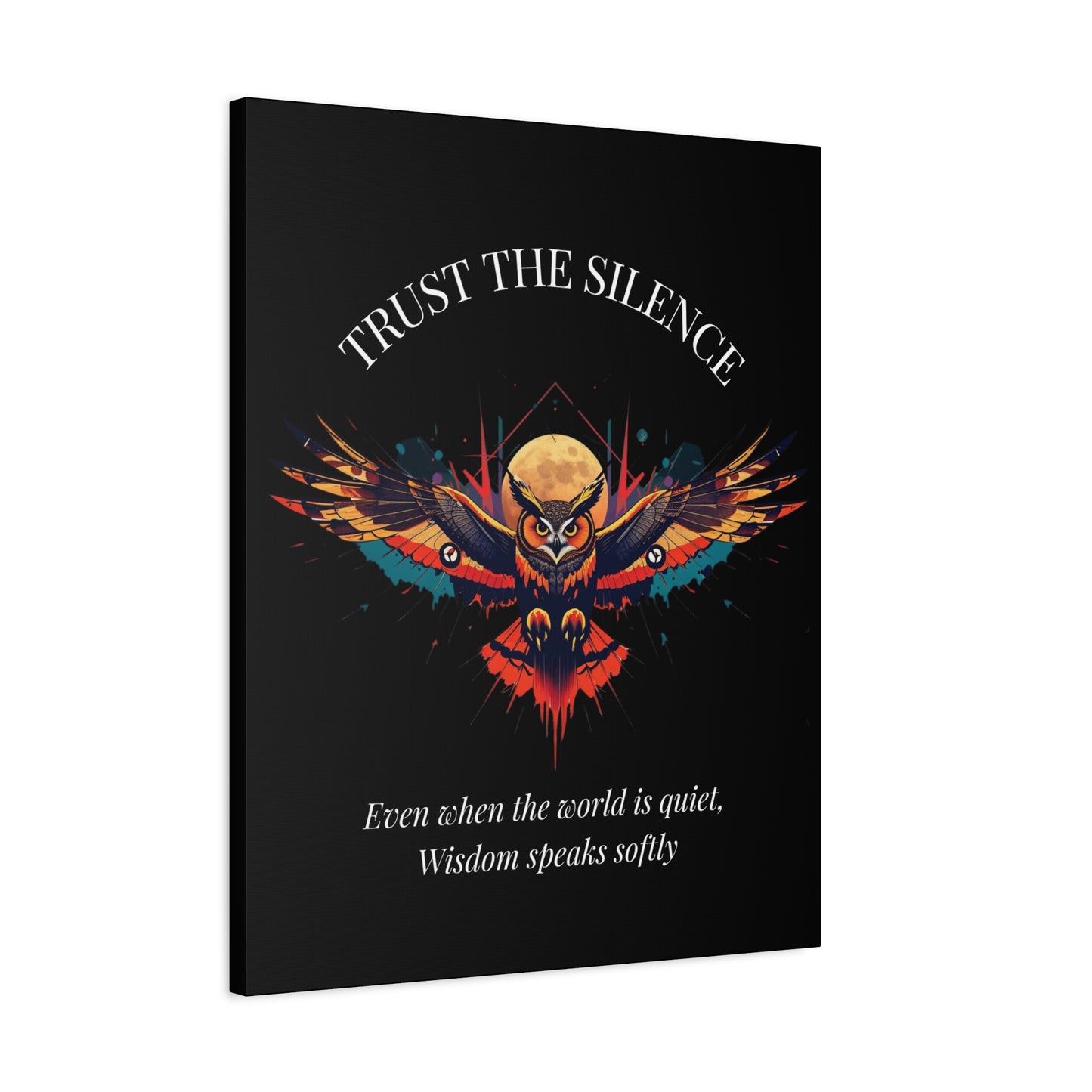 Trust the Silence Canvas Wall Art — Inspirational Owl with Quote
