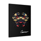 Black canvas wall art print of colorful abstract Cancer crab illustration with intricate details and cosmic splatters on dark background, featuring "Cancer" in elegant white cursive.