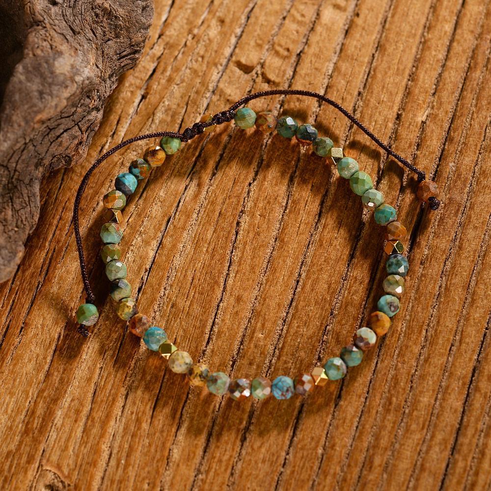 Natural African Turquoise Braided Bracelet – Adjustable Unisex Jewelry