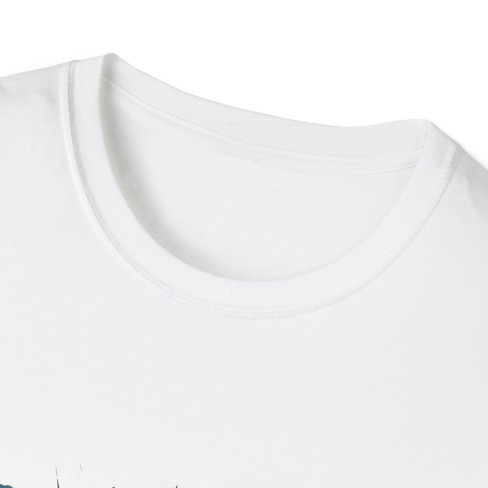 Close-up of white unisex cotton crewneck t-shirt collar: soft ribbed neckline, clean stitching, comfortable fit. Premium durable crew neck construction detail.
