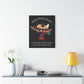 Motivational 'Move With Grace' hummingbird canvas wall art displayed in a bright minimalist interior with white walls, console table decor, white orchids, and yellow lamp.