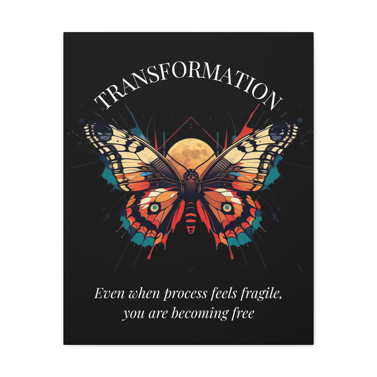 Transformation Canvas Wall Art — Inspirational Butterfly with Quote