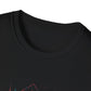 Close-up of black unisex cotton crewneck t-shirt collar: soft ribbed neckline, clean stitching, comfortable fit. Premium durable crew neck construction detail.