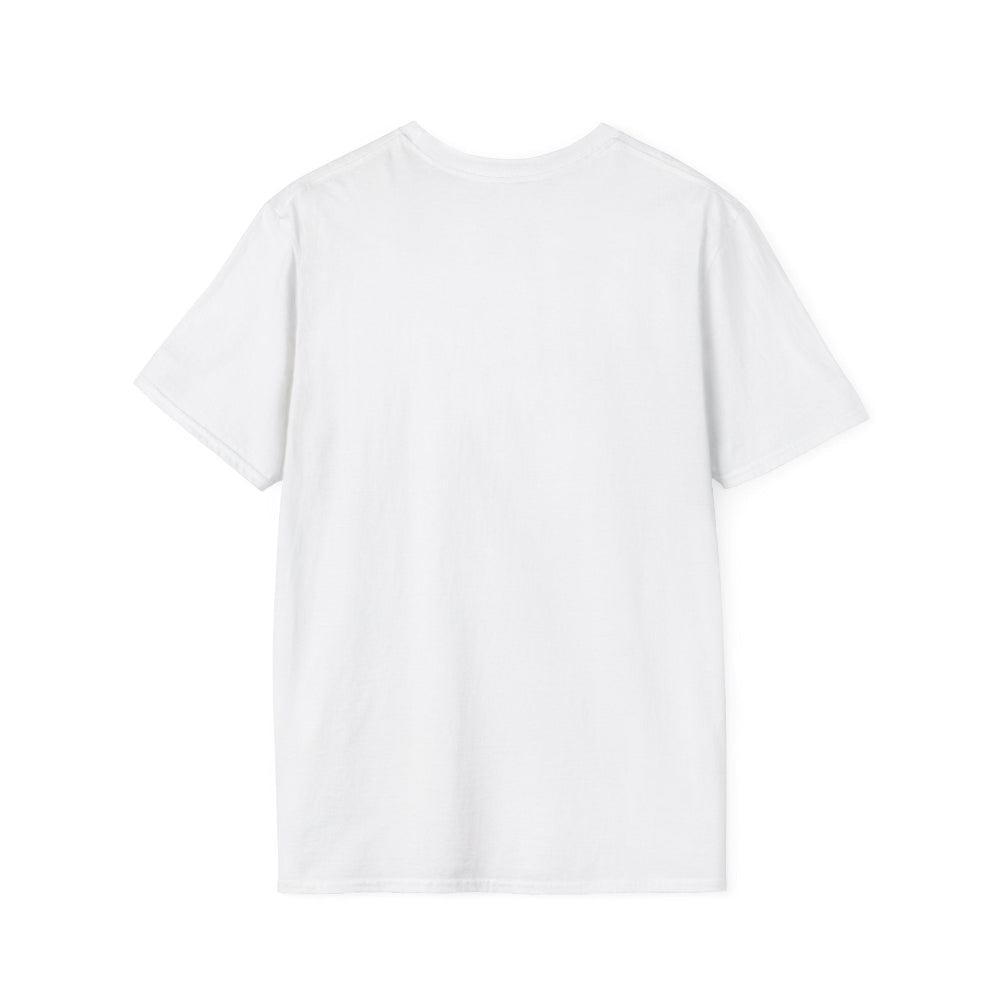 White unisex cotton t-shirt back view: plain blank white with no print, short sleeves, relaxed fit, clean crewneck collar, straight hem, and natural drape. Soft comfortable premium basic white t-shirt rear flat lay.