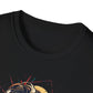 Close-up of black unisex cotton crewneck t-shirt collar: soft ribbed neckline, clean stitching, comfortable fit. Premium durable crew neck construction detail.