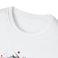 White unisex cotton t-shirt back view: plain blank white with no print, short sleeves, relaxed fit, clean crewneck collar, straight hem, and natural drape. Soft comfortable premium basic white t-shirt rear flat lay.