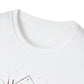 Close-up of white unisex cotton crewneck t-shirt collar: soft ribbed neckline, clean stitching, comfortable fit. Premium durable crew neck construction detail.