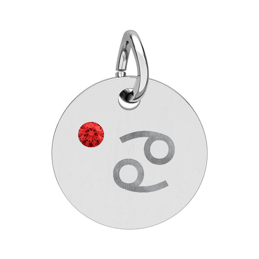 Cancer Ruby Birthstone Zodiac Charm Necklace Pendant