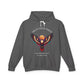 Charcoal gray hoodie featuring colorful abstract eagle/phoenix graphic with moon background, "TRUST YOUR VISION" arched above, and inspirational quote "Even when others can't see what you see" below