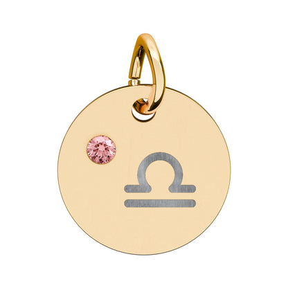 Libra Tourmaline Birthstone Zodiac Charm Necklace Pendant Astrology Jewelry