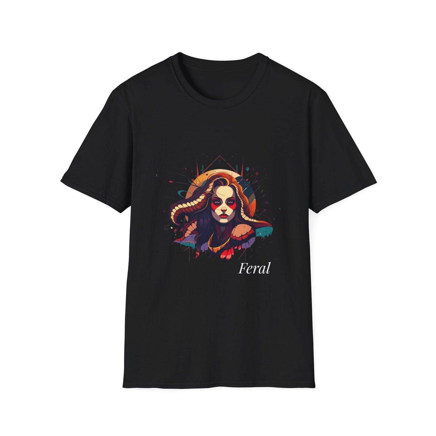 Feral Woman Graphic T-Shirt — Vibrant Wild Woman Illustration