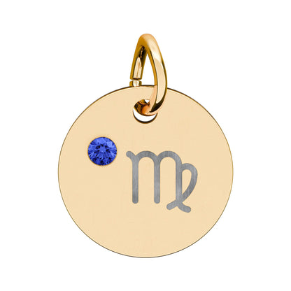 Virgo Sapphire Birthstone Zodiac Charm Necklace Pendant Astrology Jewelry