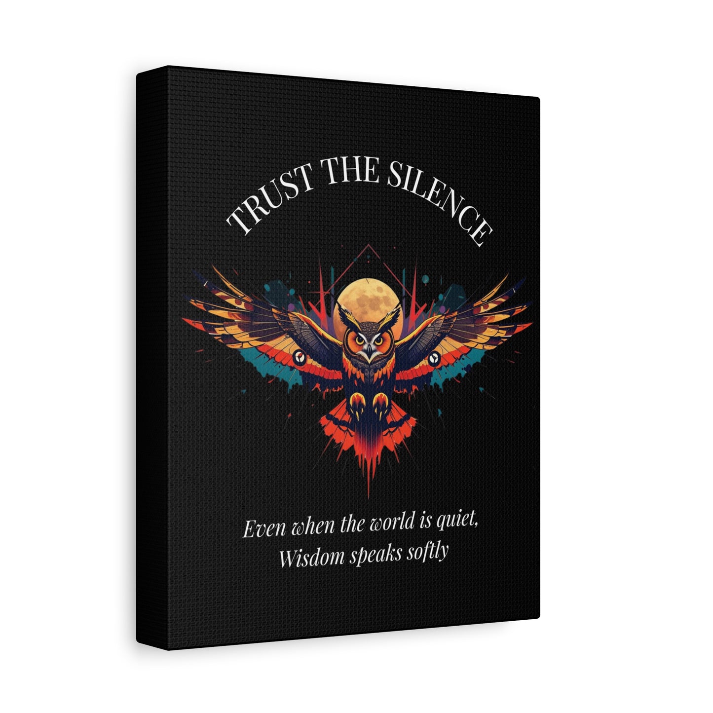 Trust the Silence Canvas Wall Art — Inspirational Owl with Quote