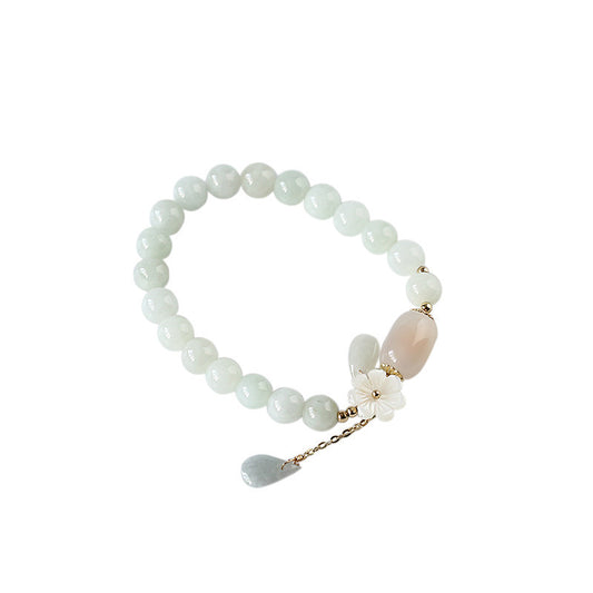 Shell Flower Natural Jade Water Drop Bracelet – Handmade Women’s Jewelry