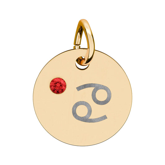 Cancer Ruby Birthstone Zodiac Charm Necklace Pendant