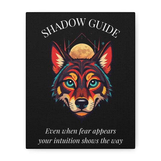Shadow Guide Canvas Wall Art — Inspirational Wolf with Quote