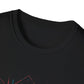 Close-up of black unisex cotton crewneck t-shirt collar: soft ribbed neckline, clean stitching, comfortable fit. Premium durable crew neck construction detail.