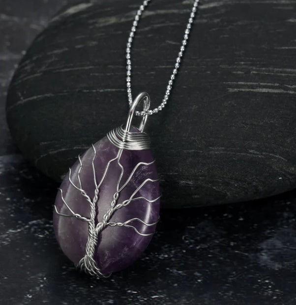 Celtic Tree of Life Teardrop Pendant Necklace
