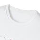 Close-up of white unisex cotton crewneck t-shirt collar: soft ribbed neckline, clean stitching, comfortable fit. Premium durable crew neck construction detail.