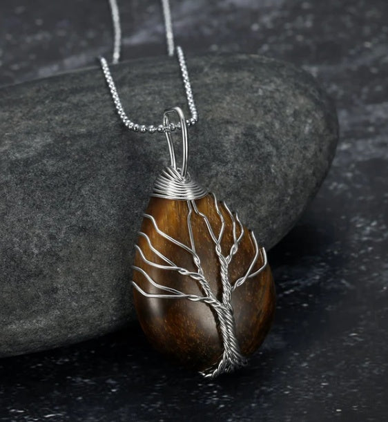 Celtic Tree of Life Teardrop Pendant Necklace