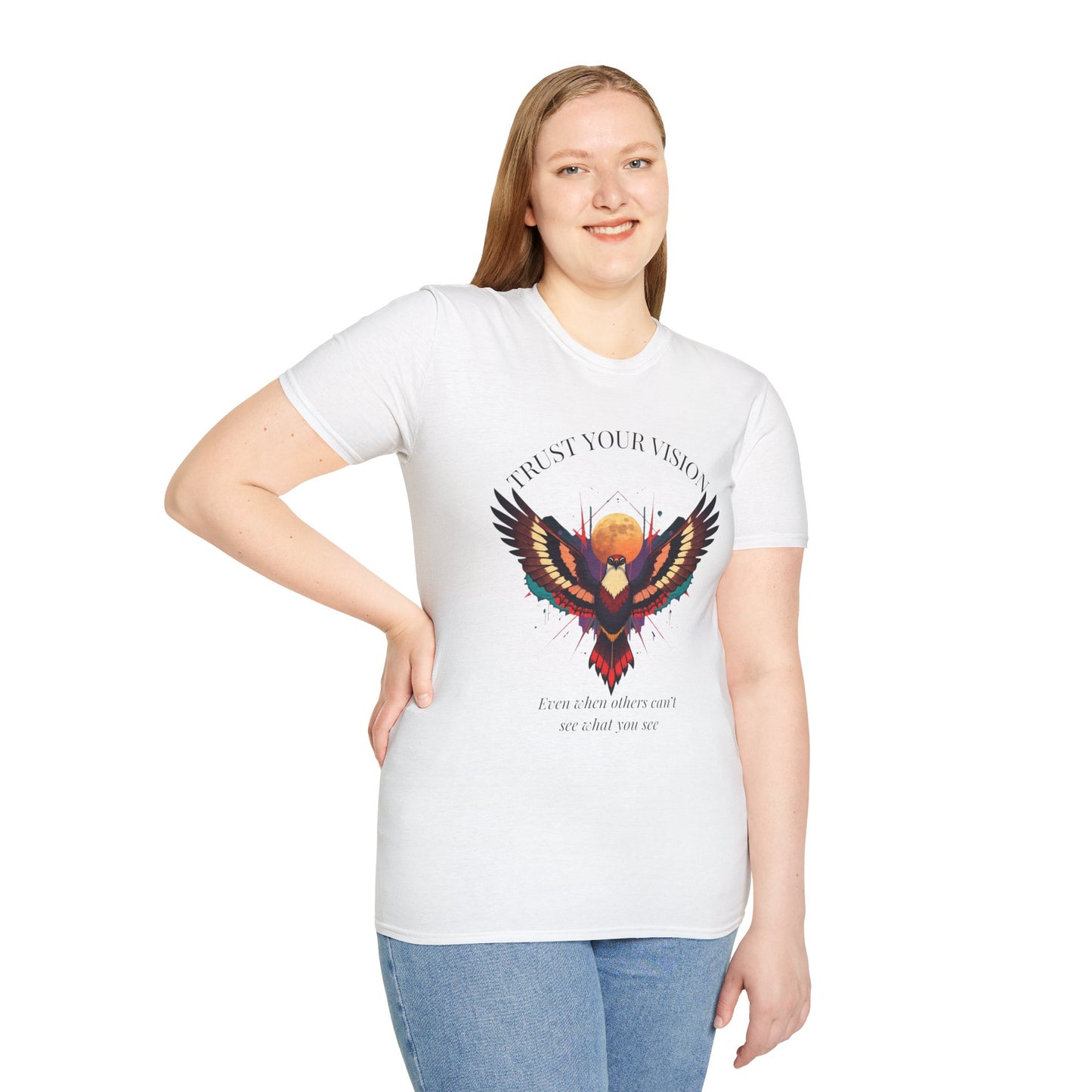 Hawk Graphic T-Shirt — 'Trust Your Vision' Inspirational Tee