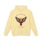 Light yellow hoodie featuring colorful abstract eagle/phoenix graphic with moon background, "TRUST YOUR VISION" arched above, and inspirational quote "Even when others can't see what you see" below