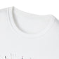 Close-up of white unisex cotton crewneck t-shirt collar: soft ribbed neckline, clean stitching, comfortable fit. Premium durable crew neck construction detail.