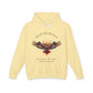 Light yellow hoodie with colorful owl graphic, "TRUST THE SILENCE" text and quote "Even when the world is quiet, wisdom speaks softly"