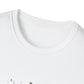 Close-up of white unisex cotton crewneck t-shirt collar: soft ribbed neckline, clean stitching, comfortable fit. Premium durable crew neck construction detail.