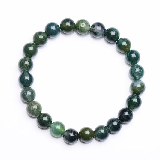 Natural Green Agate Beaded Bracelet – 8mm