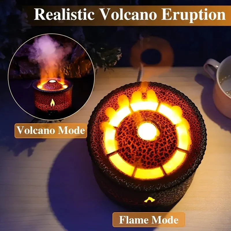 2025 Volcano Diffuser  Essential Oil Diffuser 10.14oz Volcano Humidifier With Flame & Flame Diffusers For Home Bedroom Black