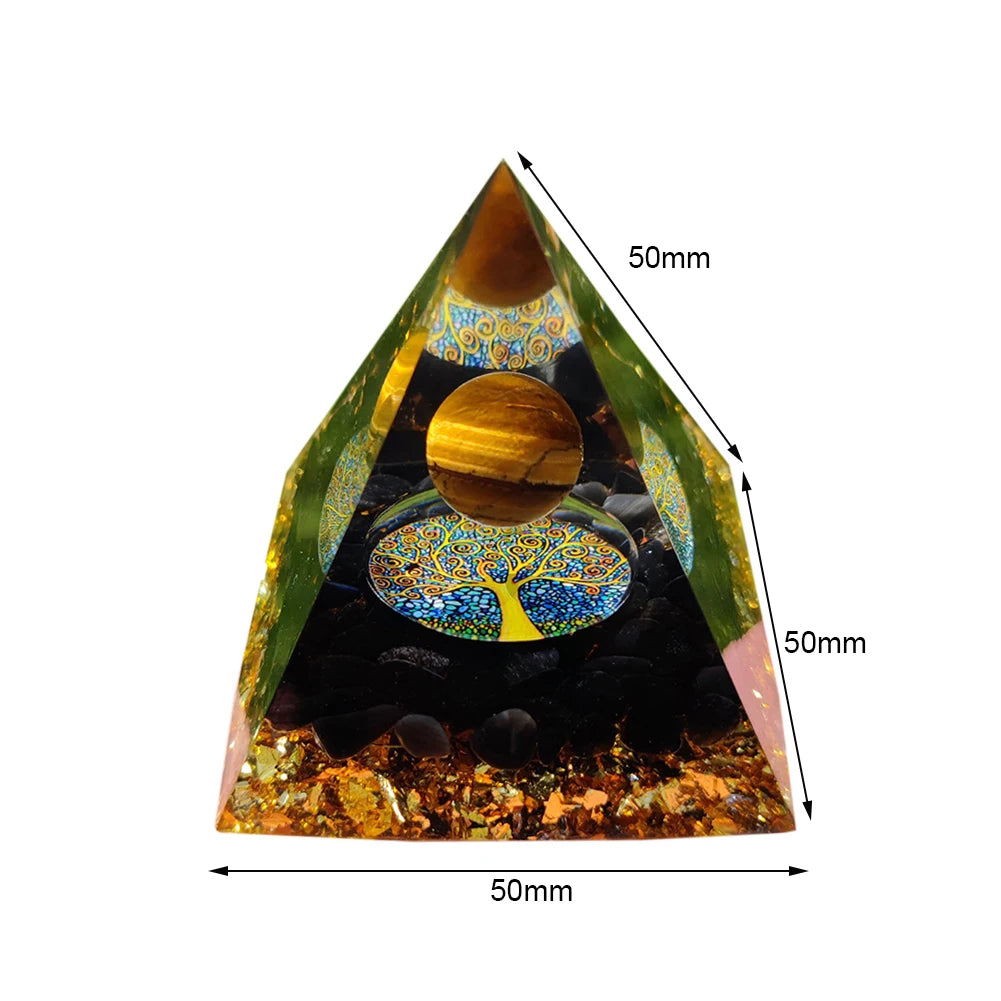 Natural Tiger Eye Orgonite Pyramid Healing Crystals Energy Generator Reiki Chakra Multiplier Orgone Amethyst Meditation Stone5X5