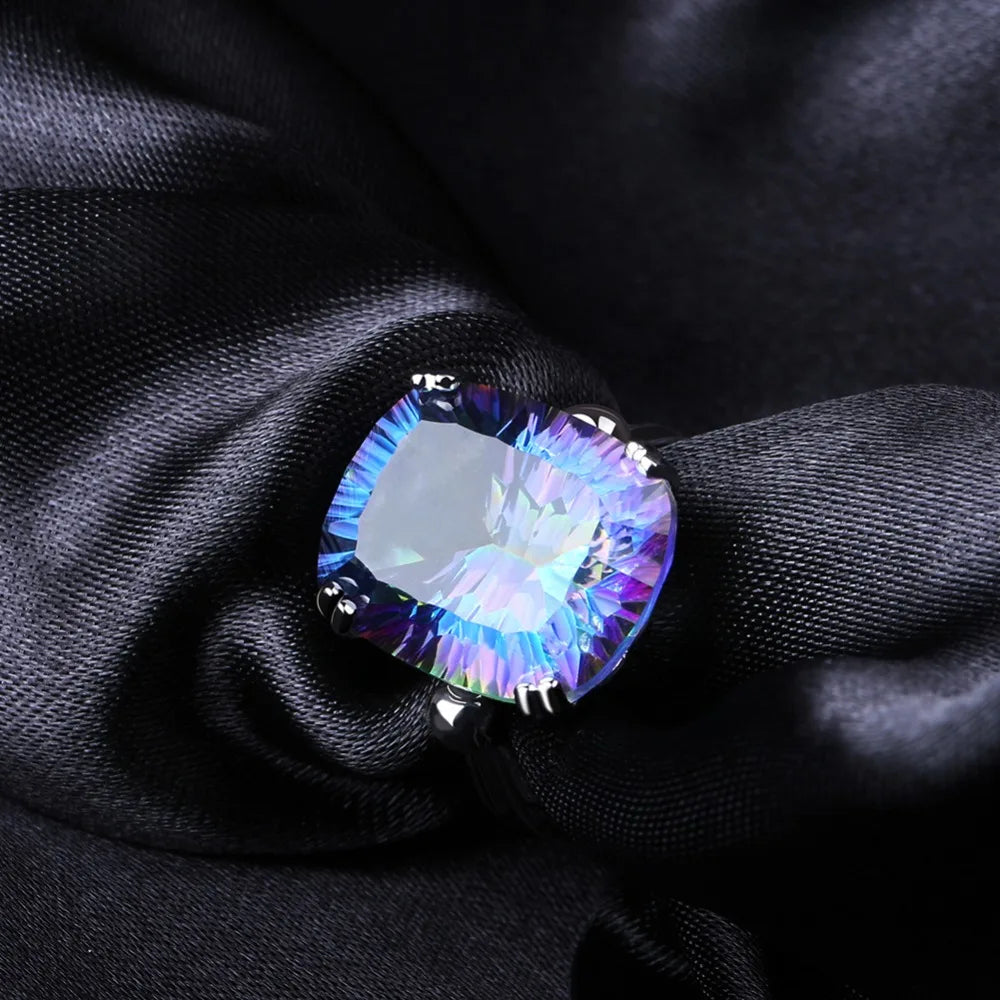 925 Sterling Silver 18.42Ct Mystic Topaz Crystal Ring