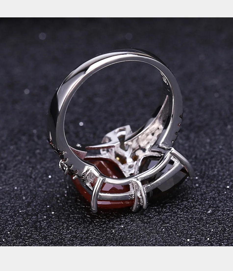 925 Sterling Silver Carnelian Ring, 10x12mm Geometric, Handmade Engagement Gift, Spiritual Modern Jewelry