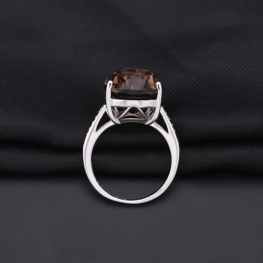 925 Sterling Silver 10.68ct Smoky Quartz Ring