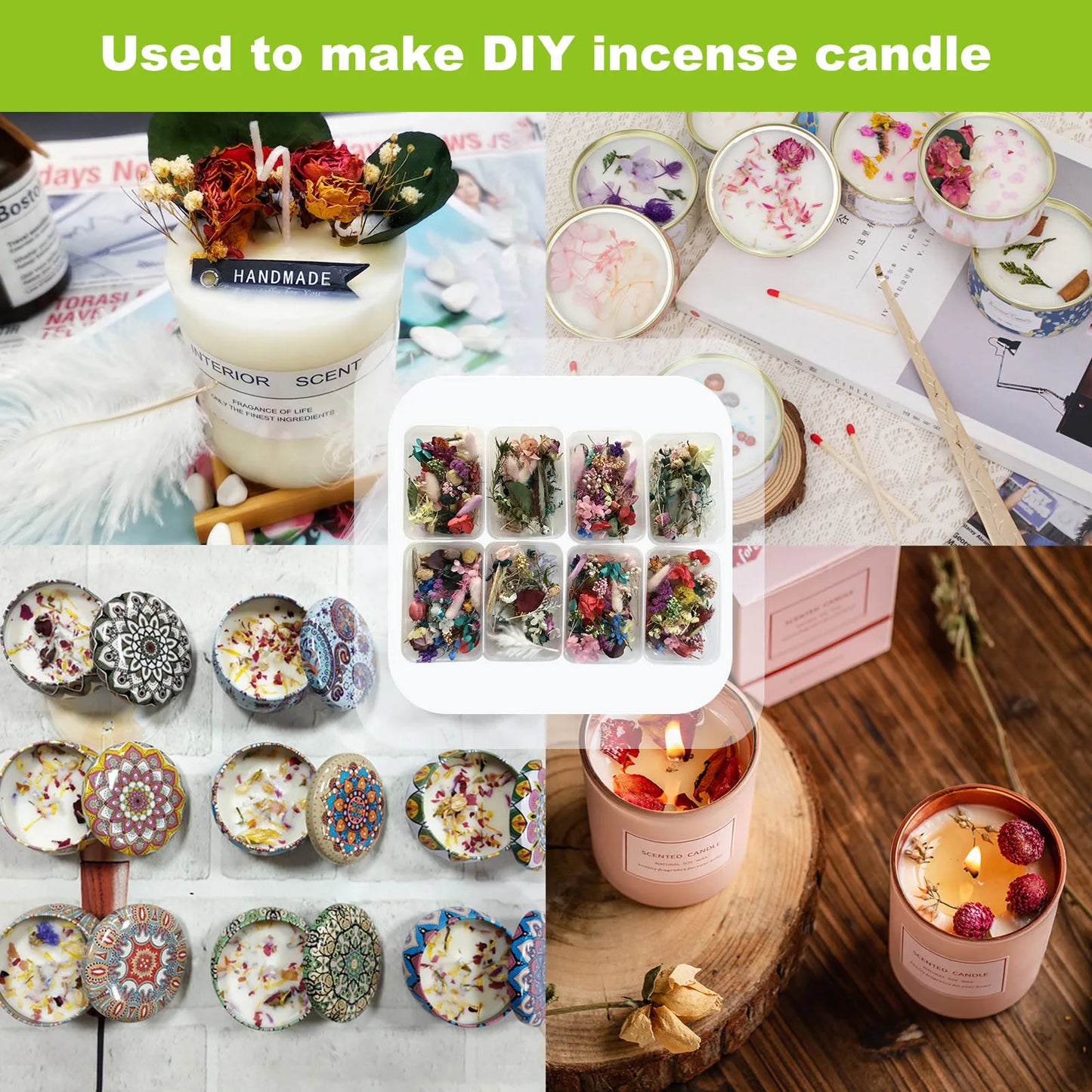Natural Dried Flower Kit Pressed Artwork Handcrafts Leaves Herb DIY Dry Plants Scented Candle Making Craft For Home Decor Gifts