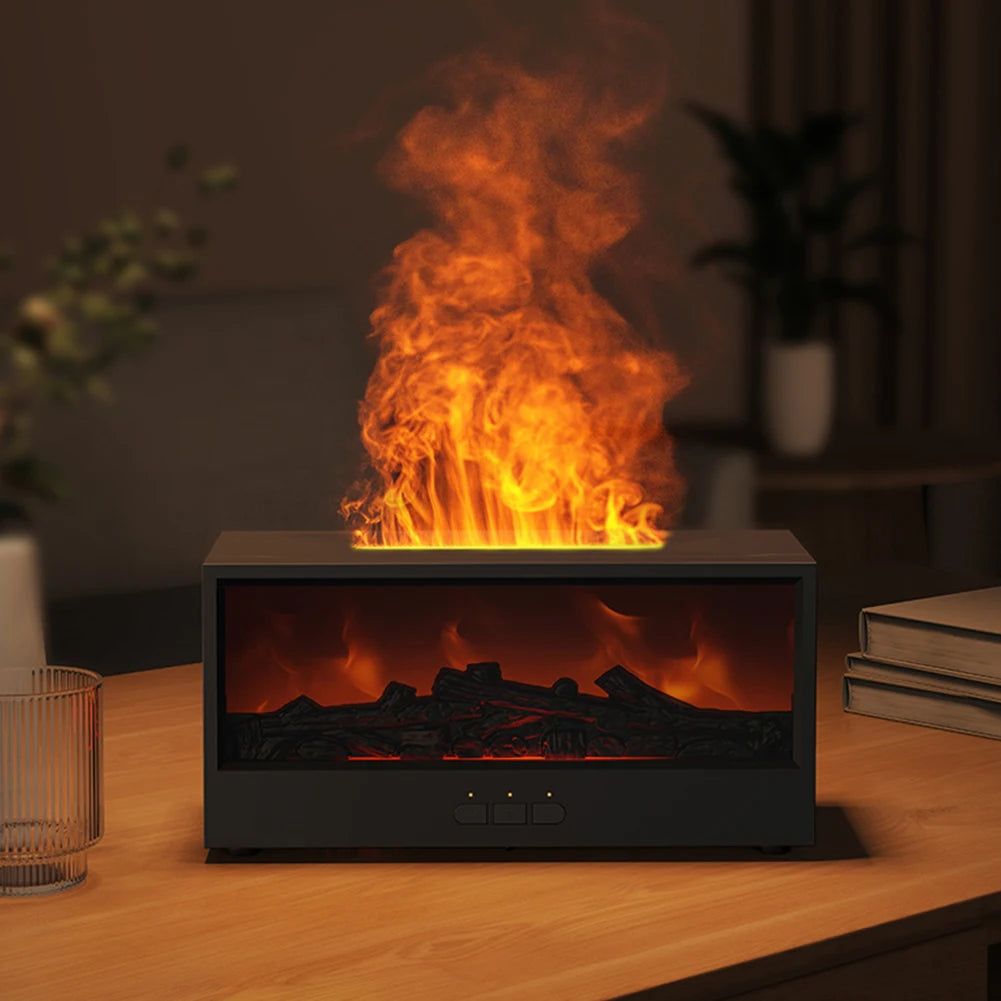 Creative Fireplace Air Humidifier Waterless Auto-Off Aroma Essential Oil Diffuser with Remote & Realistic Fireplace Night Light