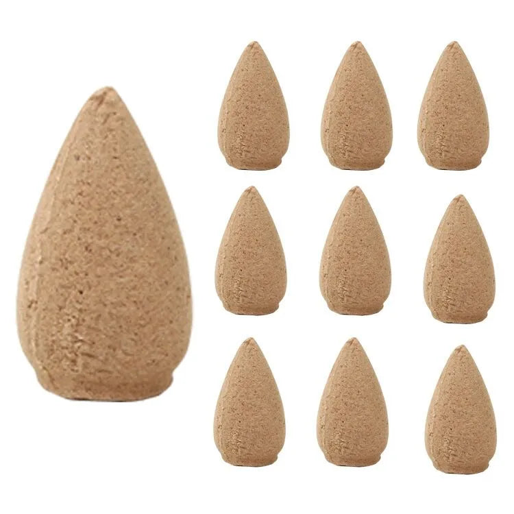 10 Pcs Pure Natural Agarwood Cone Incense & Ceramic Backflow Burner – Elevate Your Rituals