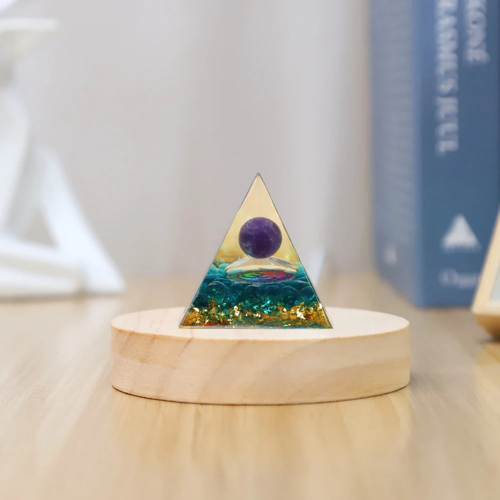 Natural Tiger Eye Orgonite Pyramid Healing Crystals Energy Generator Reiki Chakra Multiplier Orgone Amethyst Meditation Stone5X5