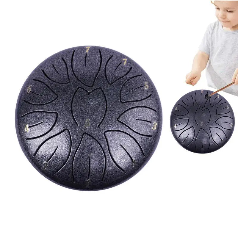 Portable 6-Inch Rain Drum Instrument with 11 Notes – Ethereal Steel Tongue Drum for Meditation and Music Education