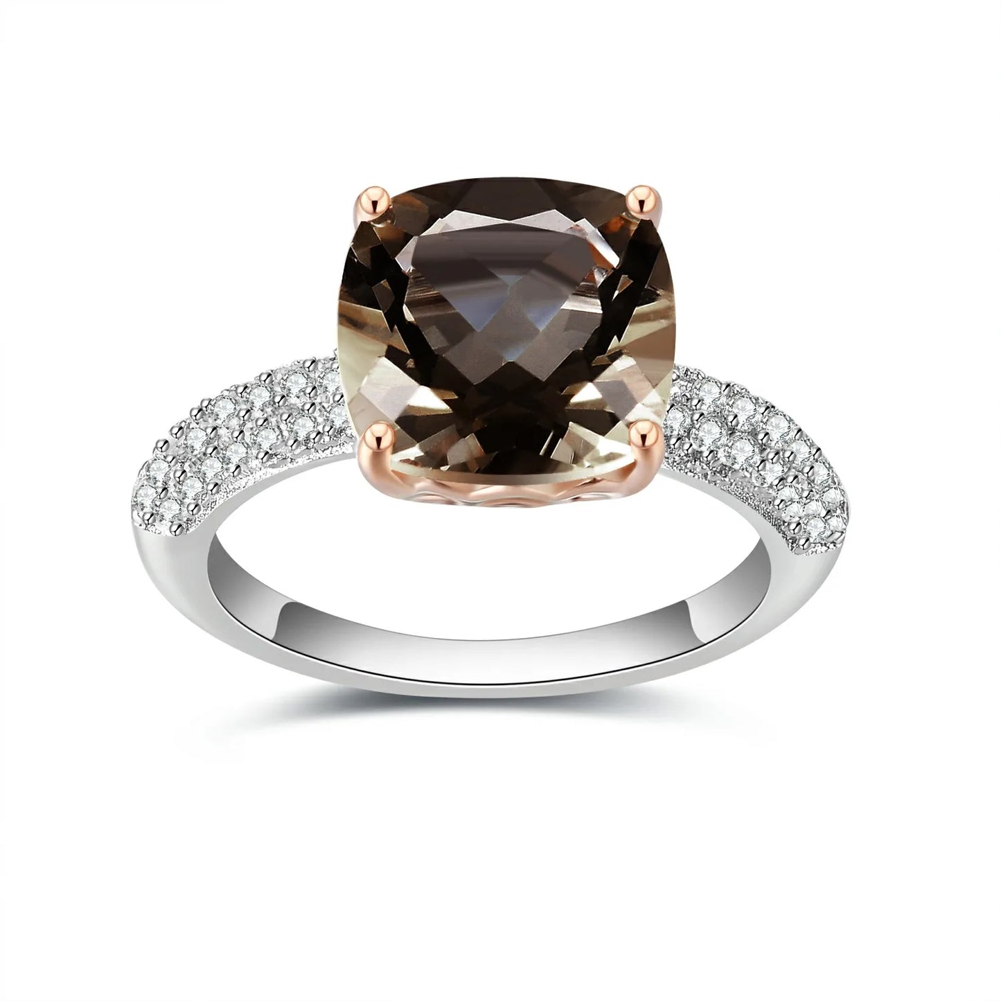925 Sterling Silver Natural Rose Quartz Gemstone Ring