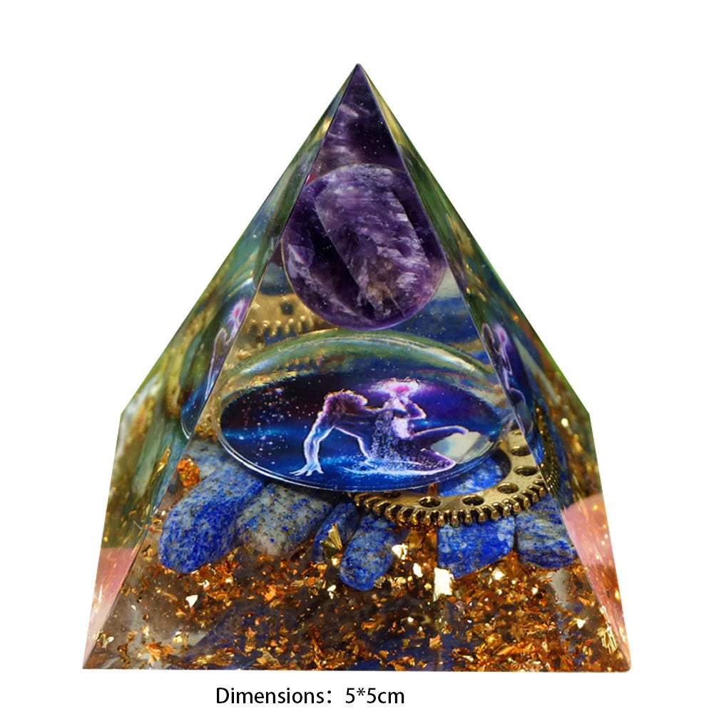 Natural Tiger Eye Orgonite Pyramid Healing Crystals Energy Generator Reiki Chakra Multiplier Orgone Amethyst Meditation Stone5X5