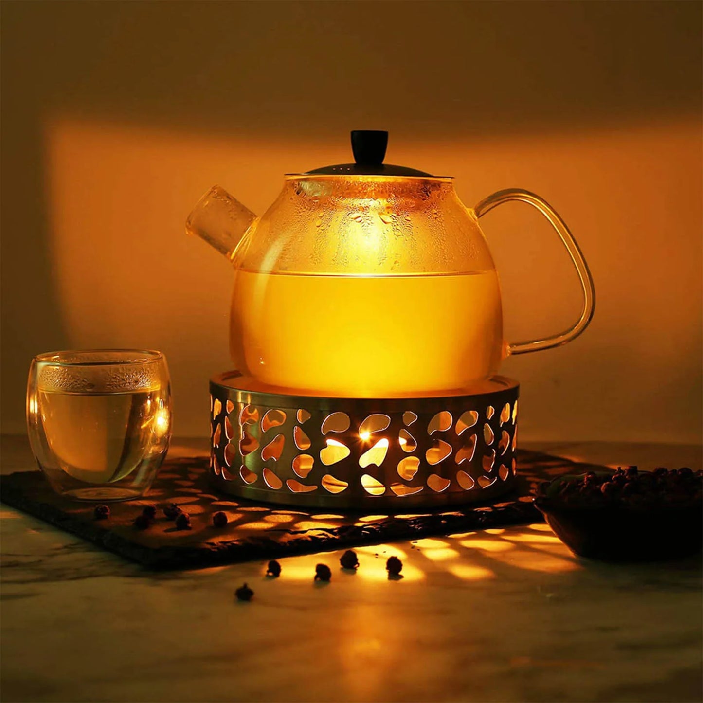 Stainless Steel Tea Teapot Stand Heater Candle Round Base Heater Coffee Milk Candle Holder Stove Crazy Volcano Oil