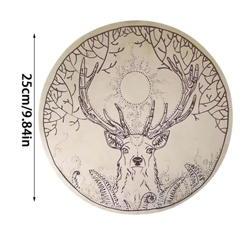 Shamanic Deer Tree-themed Siberian Drum – Handmade Sound Healing Totem